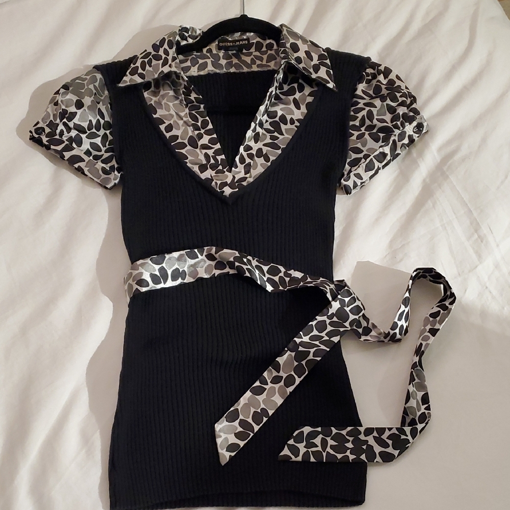 Like NEW! Beautiful Guess Black with Polka Dot Top